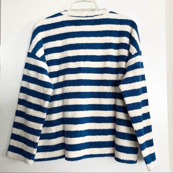 Madewell Striped Terrycloth Split Crewneck Pullover Sweater - Picture 8 of 9